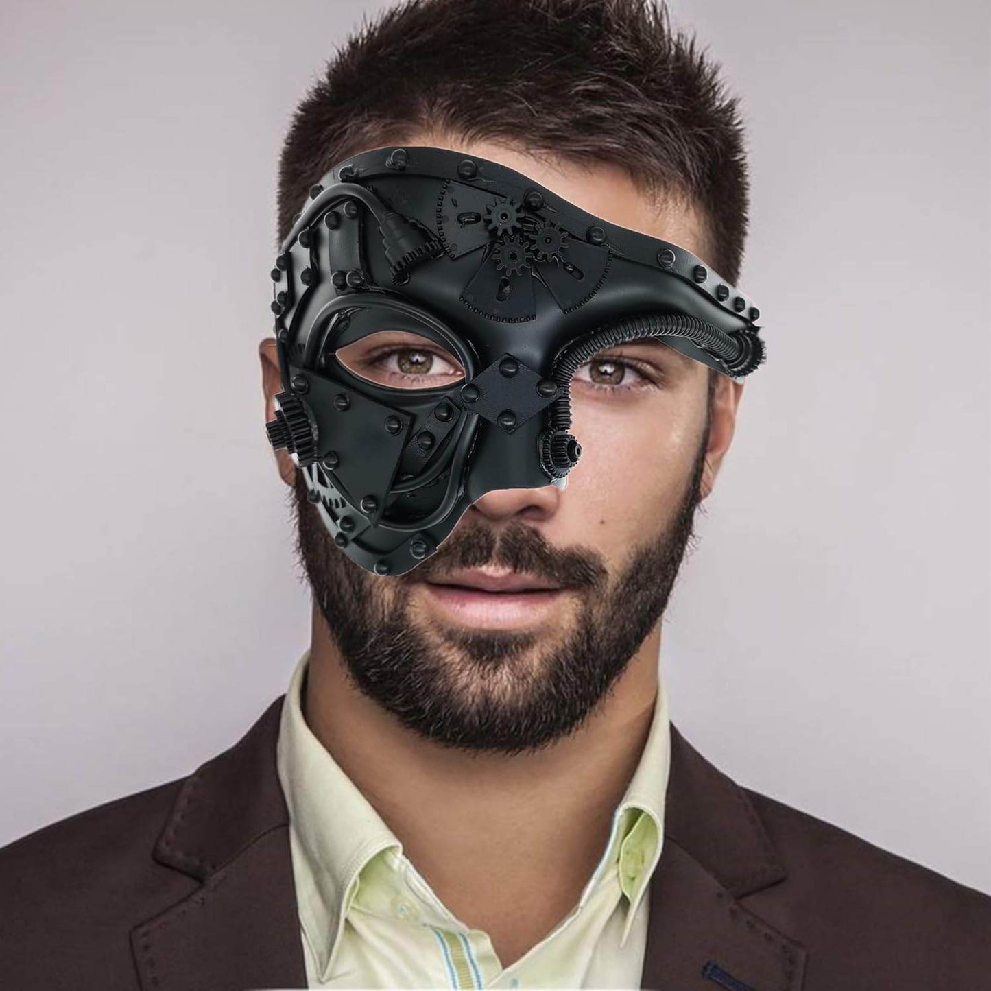 Ubauta Steampunk Metal Cyborg Venetian Mask, Masquerade Mask For Halloween Costume Party/Phantom Of The Opera/Mardi Gras Ball - Concordia Style Boutique