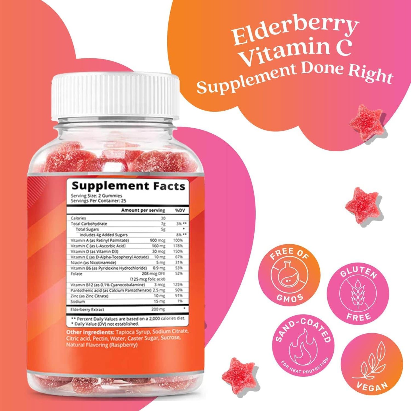 BeLive Elderberry Gummies with Vitamin C, Propolis, Echinacea. Max Strength 200MG - Sambucus Black Elder Immune Support Vitamins Supplement Made for Adults & Kids | Raspberry Flavored. 50 Count - Concordia Style Boutique