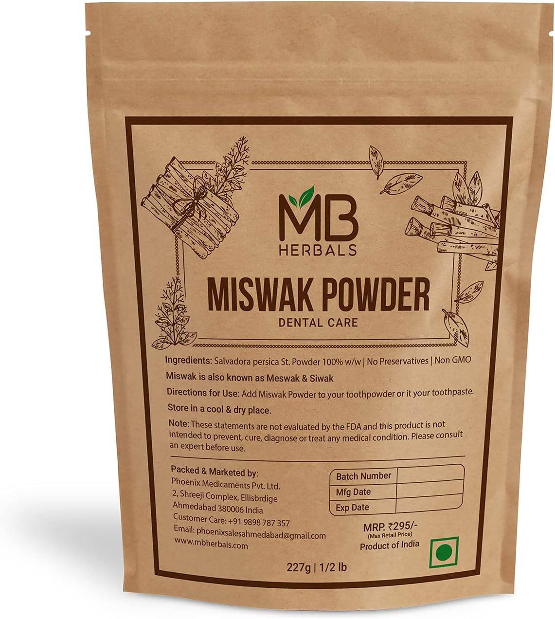 Miswak Powder 227 Gram (8 oz) | 100% Pure Siwak Powder | salvarado persica | Dental Care | Natural Tooth Powder | Miswak Toothpowder - Concordia Style Boutique