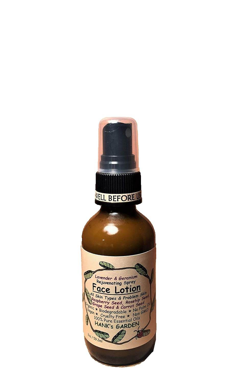 FACE LOTION SPRAY - All Skin & Problem Skin - REJUVENATING - Lavender & Geranium Essential Oils - Organic - Biodegradable - Vegan - Gluten Free - Non GMO - Cruelty Free (2 oz / 59.2 ml Refill) - Concordia Style Boutique