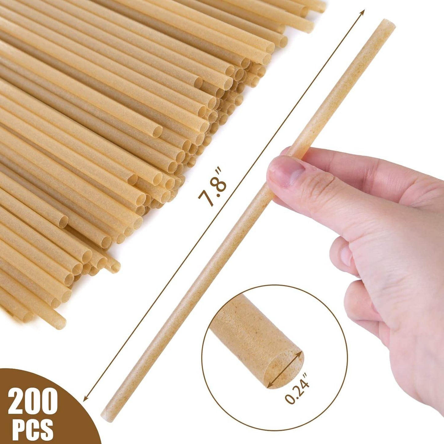Biodegradable Sugarcane Straws, 200PCS Compostable Biodegradable Drink Straws Disposable Plastic-Free Straws for Hot Cold Drinks - Concordia Style Boutique