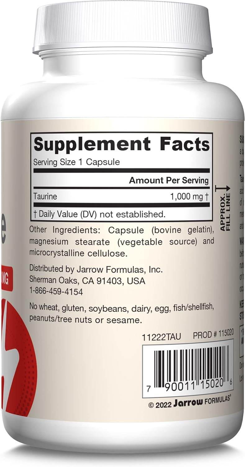 Taurine 1000 mg - 100 Capsules - Antioxidant Amino Acid - Brain Health & Function - Pharmaceutical Grade Taurine Capsules - 100 Servings - Concordia Style Boutique