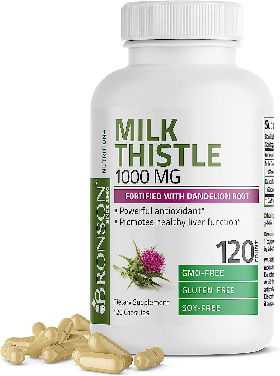Milk Thistle 1000mg Silymarin Marianum & Dandelion Root Liver Health Support, Antioxidant Support, Detox, 120 Capsules - Concordia Style Boutique