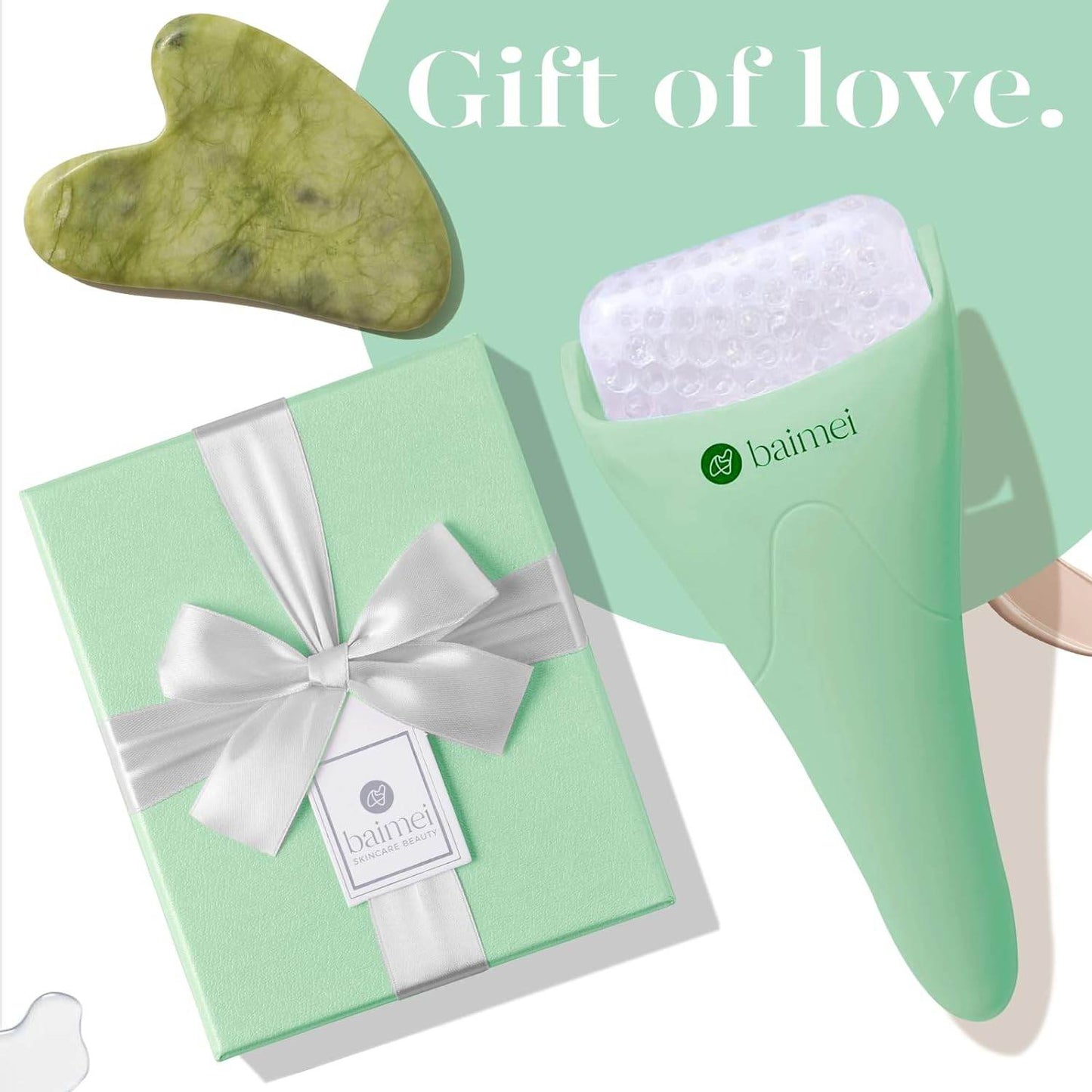 Ice Roller and Gua Sha Facial Tools, Skin Care Tools for Face Reduces Puffiness, Self Care Gift for Men Women - Green - Concordia Style Boutique