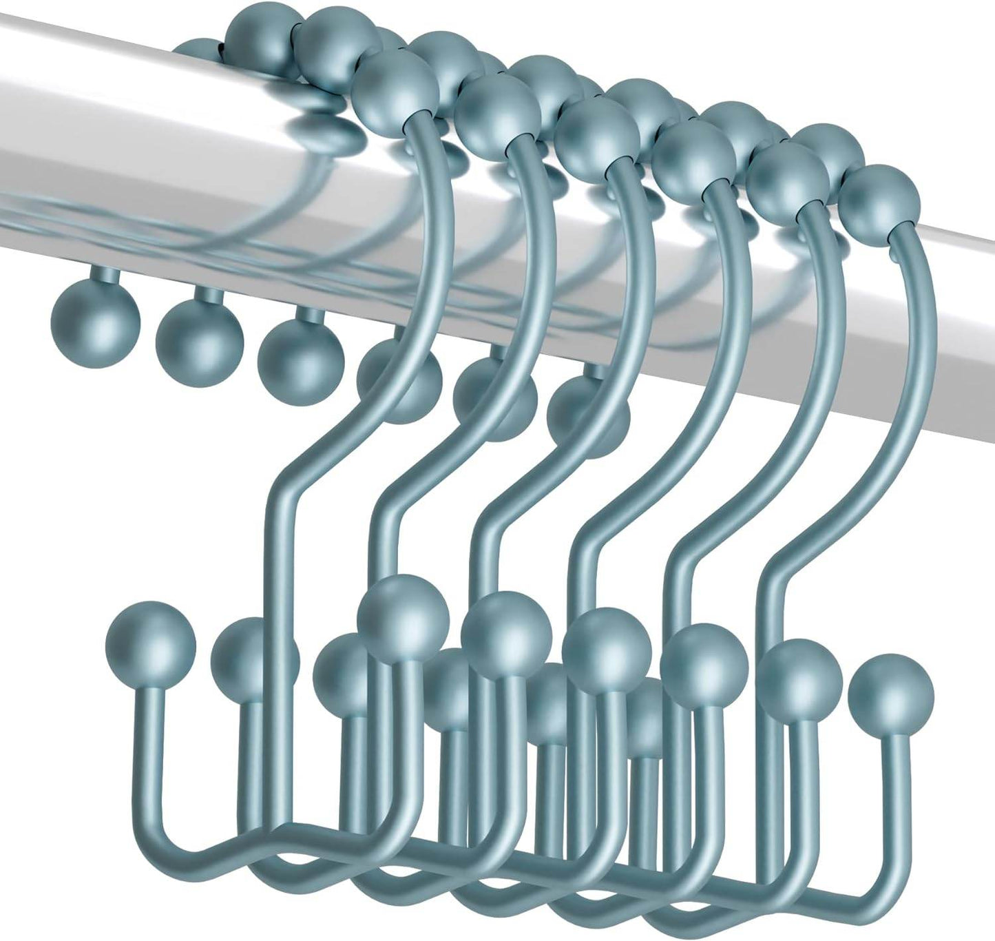 Shower Curtain Hooks, Shower Curtain Rings Rust Proof Metal Double Glide Shower Hooks Rings for Bathroom Shower Rods Curtains, Set of 12 Hooks - Nickel - Concordia Style Boutique