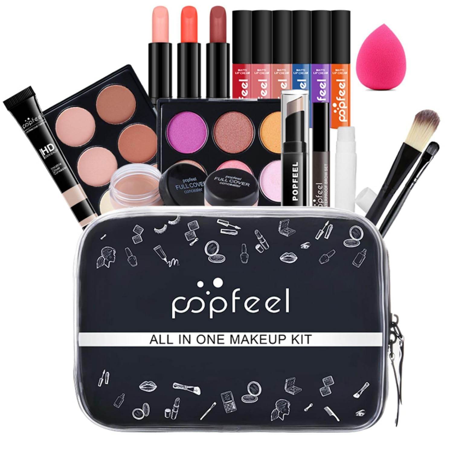 All-in-One Holiday Gift Makeup Set Cosmetic Essential Starter Bundle Include Eyeshadow Palette Lipstick Concealer Blush Mascara Foundation Face Powder - Makeup Kit for Women Full Kit - Concordia Style Boutique