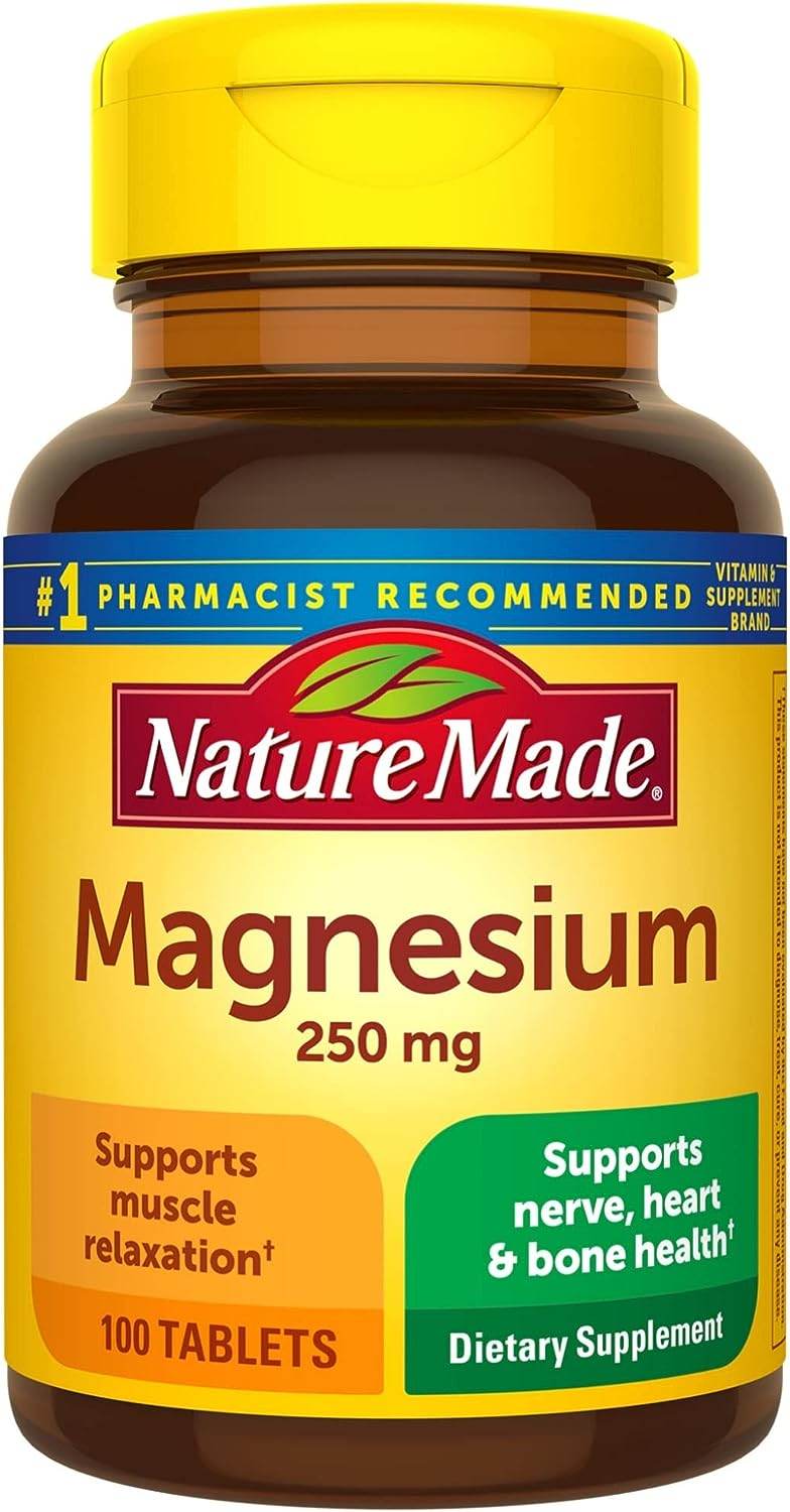 Nature Made Magnesium Oxide 250 mg, Dietary Supplement for Muscle, Heart, Bone and Nerve Health Support, 100 Tablets, 100 Day Supply - Concordia Style Boutique