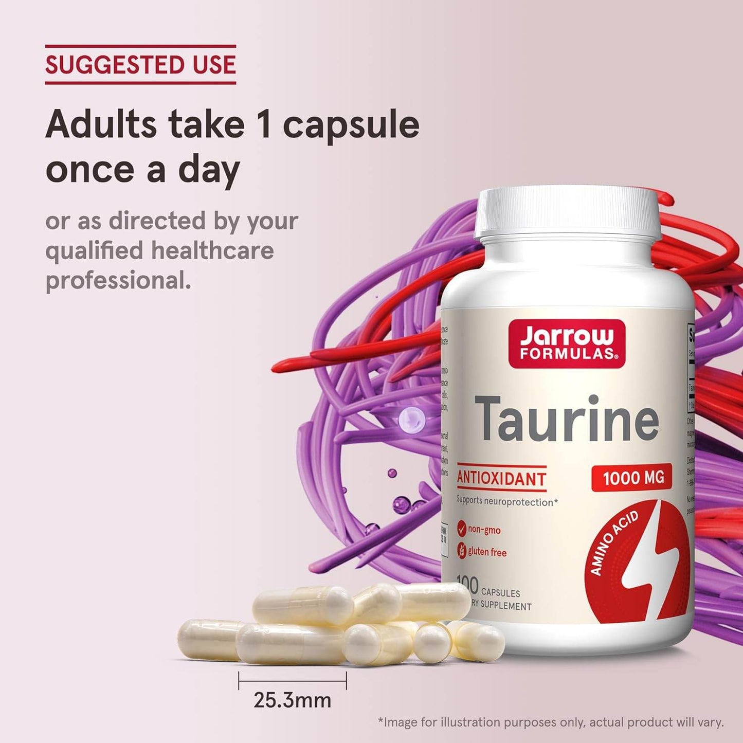 Taurine 1000 mg - 100 Capsules - Antioxidant Amino Acid - Brain Health & Function - Pharmaceutical Grade Taurine Capsules - 100 Servings - Concordia Style Boutique