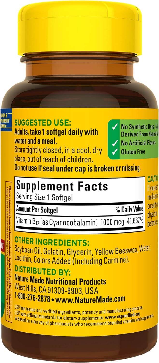 Nature Made Vitamin B12 1000 mcg, Dietary Supplement for Energy Metabolism Support, 150 Softgels, 150 Day Supply - Concordia Style Boutique