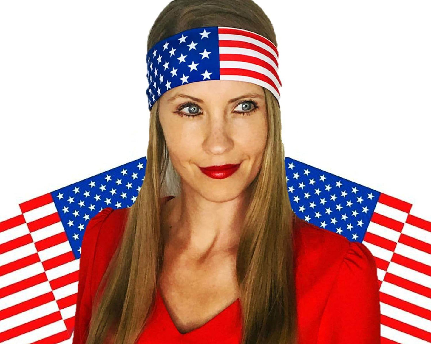 Shimmer Anna Shine Red White and Blue Patriotic American Flag Tie Headband USA (Red White and Blue Stars and Stripes) - Concordia Style Boutique