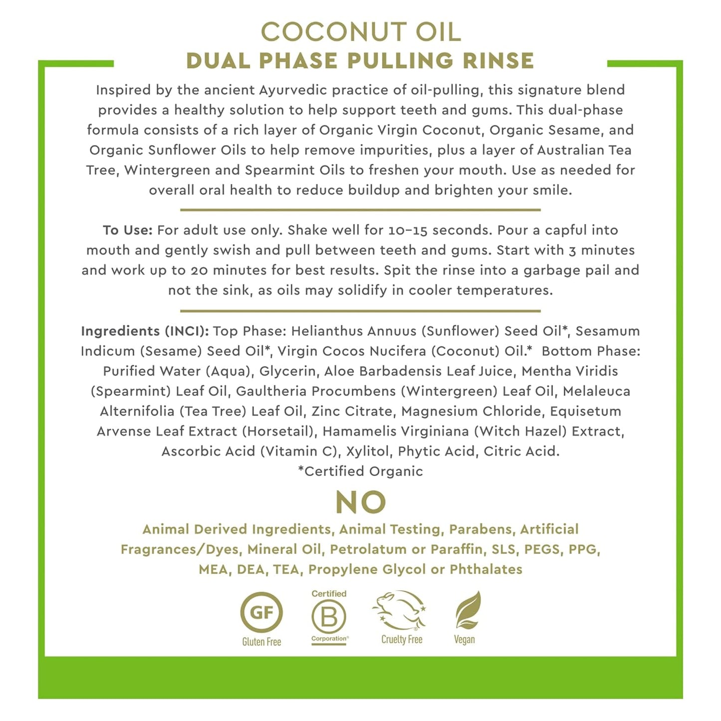 Pulling Oil - Desert Essence Coconut Oil - Dual Phase Pulling Rinse - Mint, 8 fl oz - Alcohol Free, Sugar Free, Gluten Free, Vegan, Non-GMO - Organic Virgin Coconut Oil, Sesame Oil, Sunflower Oil & Tea Tree Oil - Concordia Style Boutique