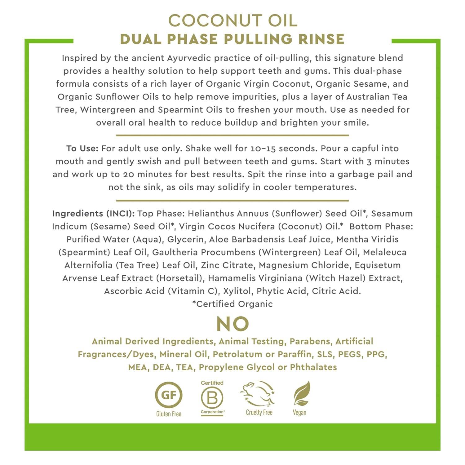 Pulling Oil - Desert Essence Coconut Oil - Dual Phase Pulling Rinse - Mint, 8 fl oz - Alcohol Free, Sugar Free, Gluten Free, Vegan, Non-GMO - Organic Virgin Coconut Oil, Sesame Oil, Sunflower Oil & Tea Tree Oil - Concordia Style Boutique
