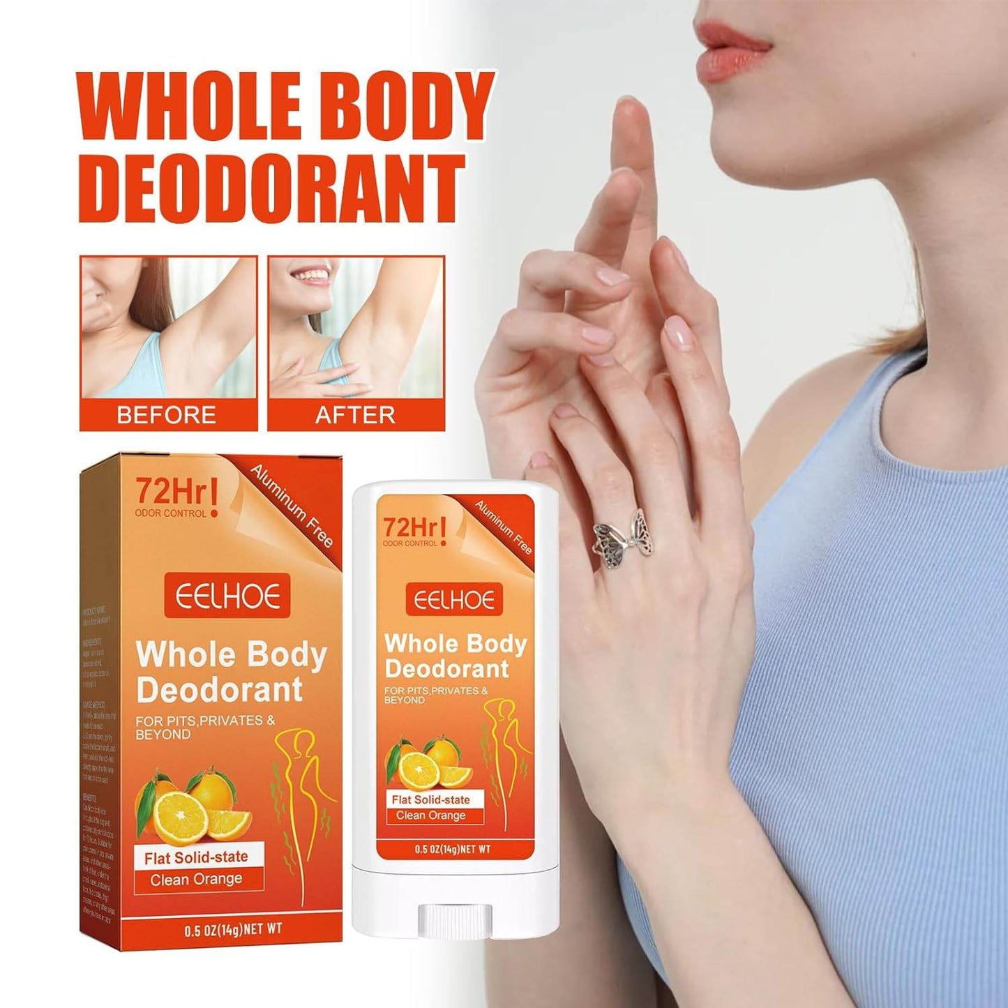 Essentials Deodorant- Orange Citrus- Solid Oval - Made with Natural Deodorizers Whole Body Deodorant - Invisible Cream Stick - 72 Hour Odor Control - Aluminum Free Baking Soda Free Skin Safe - Concordia Style Boutique