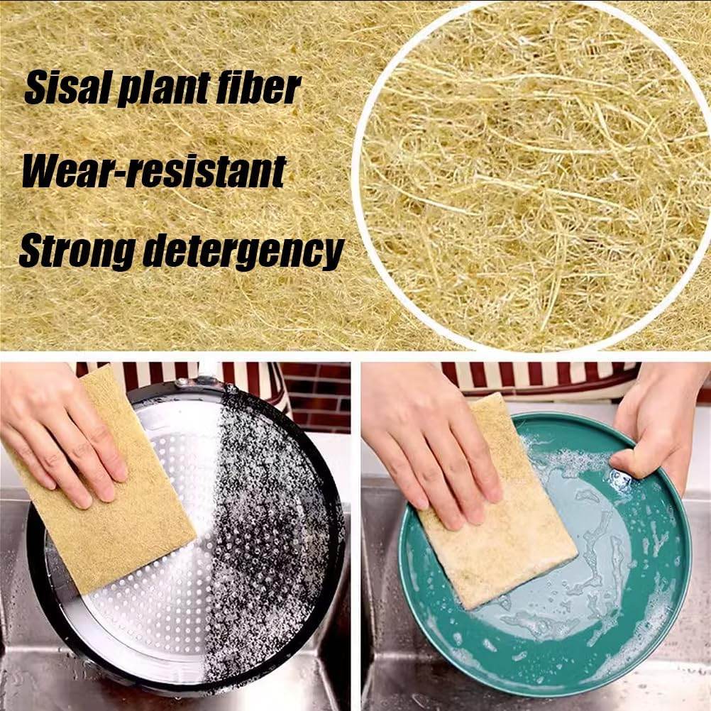 Natural Scouring Pads 10 Pack- Dish Scrubber Non-Scratch Sisal Cleaning Scrub Pads, Eco-Friendly Glass Coconut Fiber Kitchen Scrubbers for Pans and Pots, Compostable, Biodegradable (10 Pack) - Concordia Style Boutique