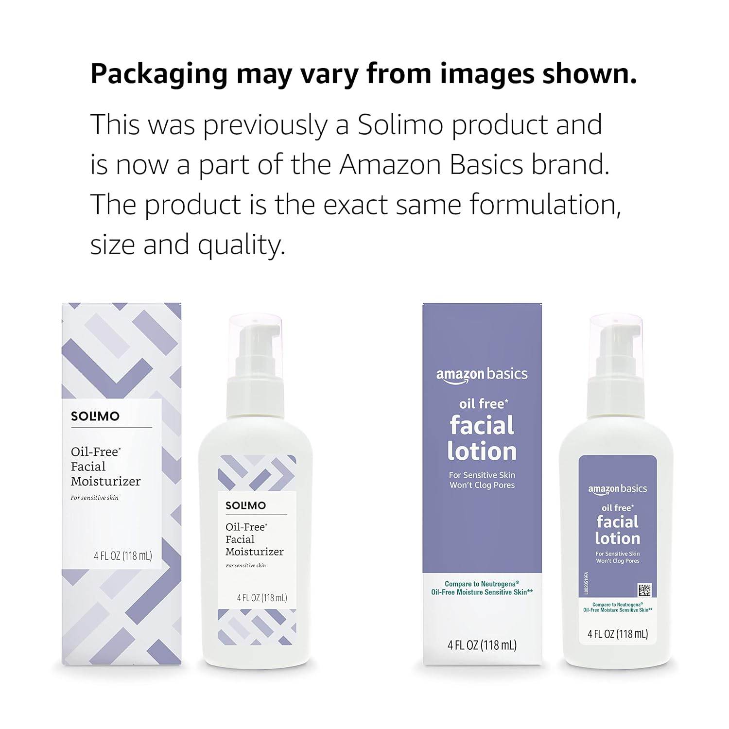 Amazon Basics Oil-free Facial Moisturizer for Sensitive Skin, Fragrance Free, 4 Fluid Ounce (Previously Solimo) - Concordia Style Boutique