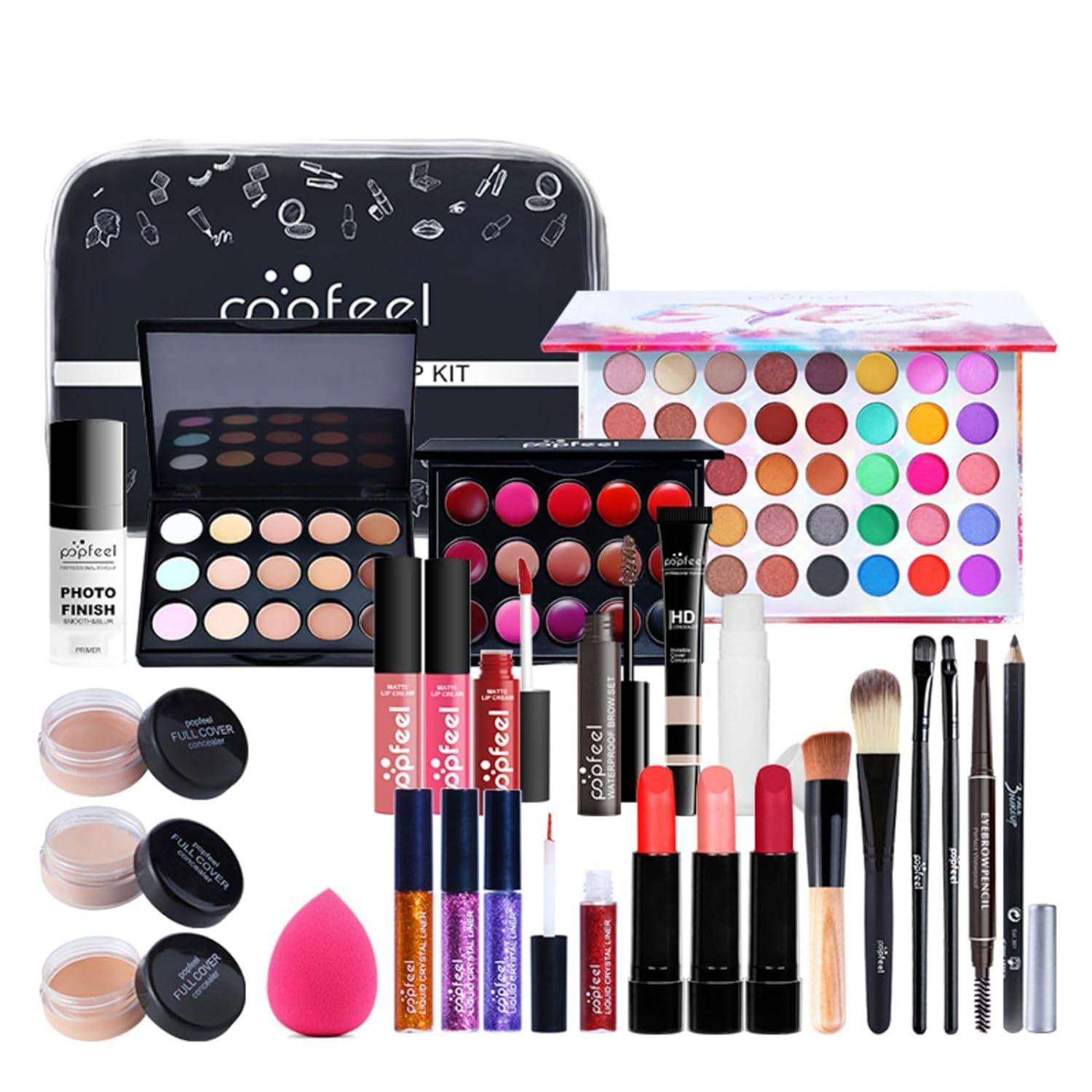 All-in-One Holiday Gift Makeup Set Cosmetic Essential Starter Bundle Include Eyeshadow Palette Lipstick Concealer Blush Mascara Foundation Face Powder - Makeup Kit for Women Full Kit - Concordia Style Boutique