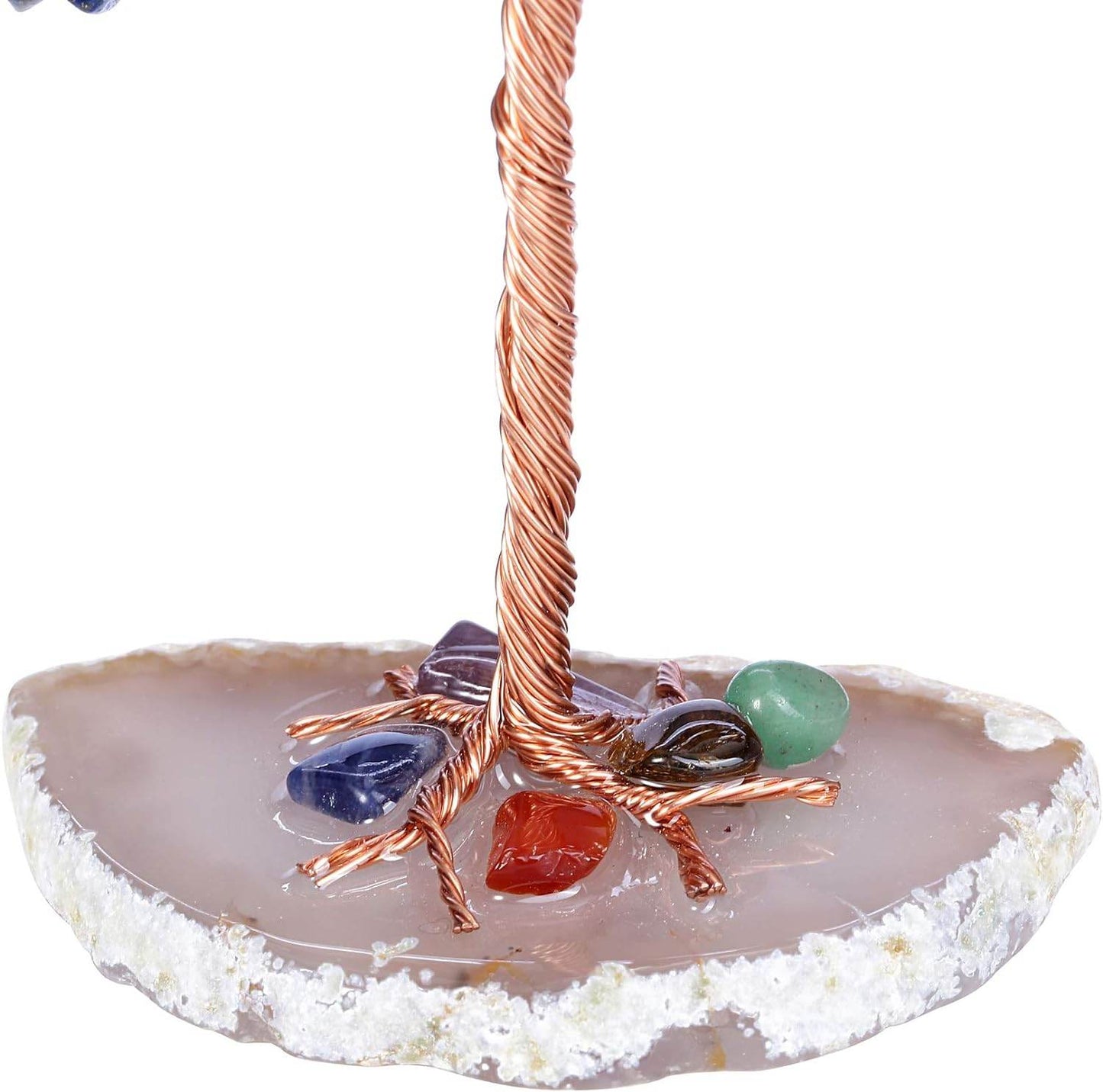 Natural 7 Chakra Healing Crystals Tree on Agate Slice Base Healing Stones Gem Money Tree for Feng Shui Home Office Table Decorations - Concordia Style Boutique