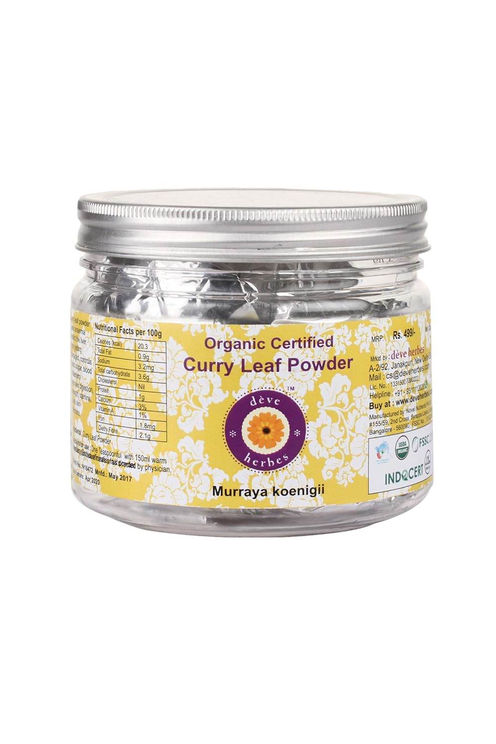 Deve Herbes Pure Natural Activated Carbon Fine Charcoal Powder From Coconut Shell Organic Pure & Natural 100gm (3.5 oz) - Concordia Style Boutique