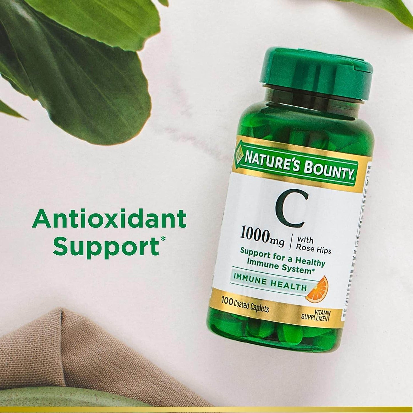 Nature's Bounty Vitamin C + Rose Hips, Immune Support, 1000mg, Coated Caplets, 100 Ct - Concordia Style Boutique