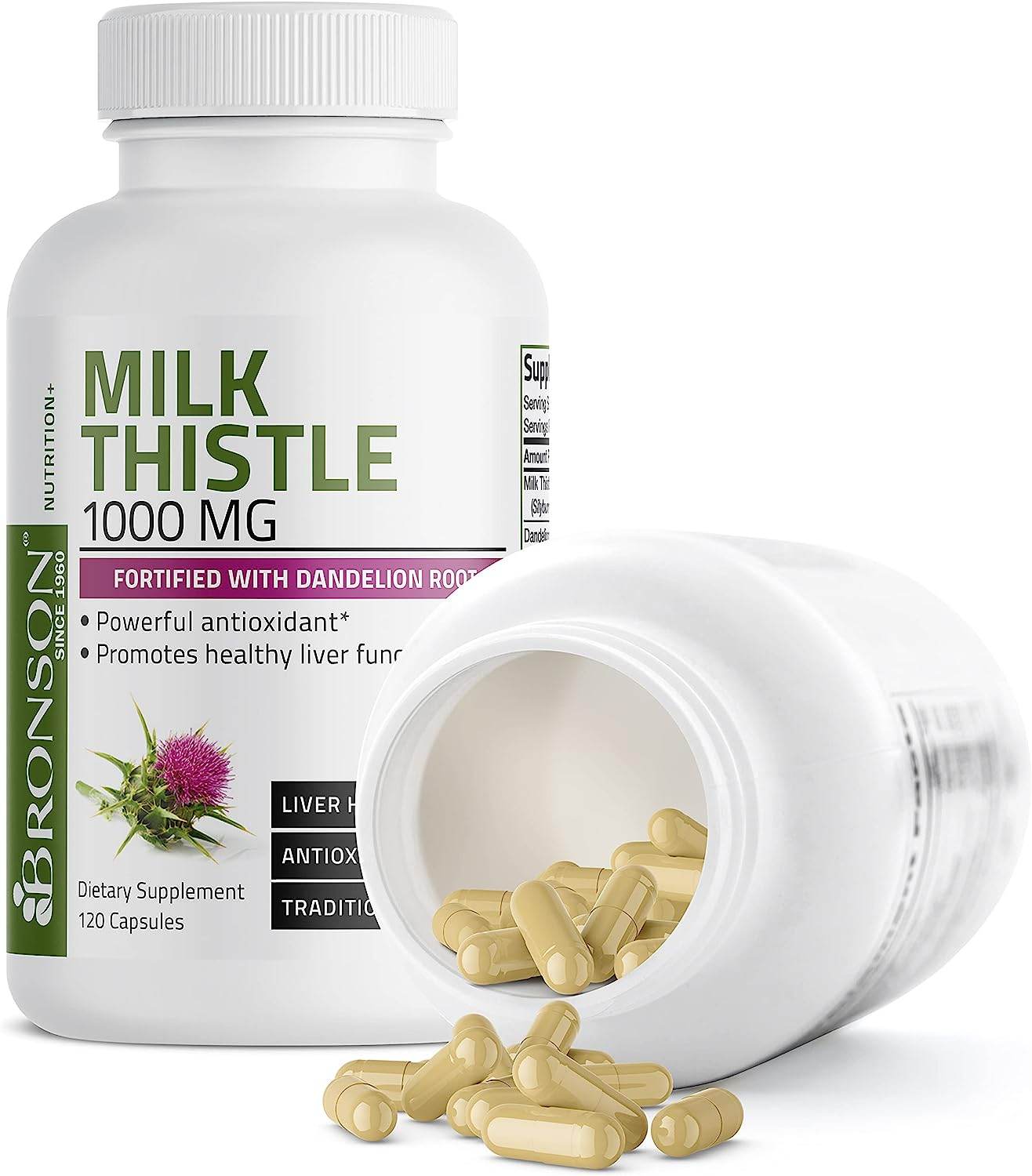 Milk Thistle 1000mg Silymarin Marianum & Dandelion Root Liver Health Support, Antioxidant Support, Detox, 120 Capsules - Concordia Style Boutique