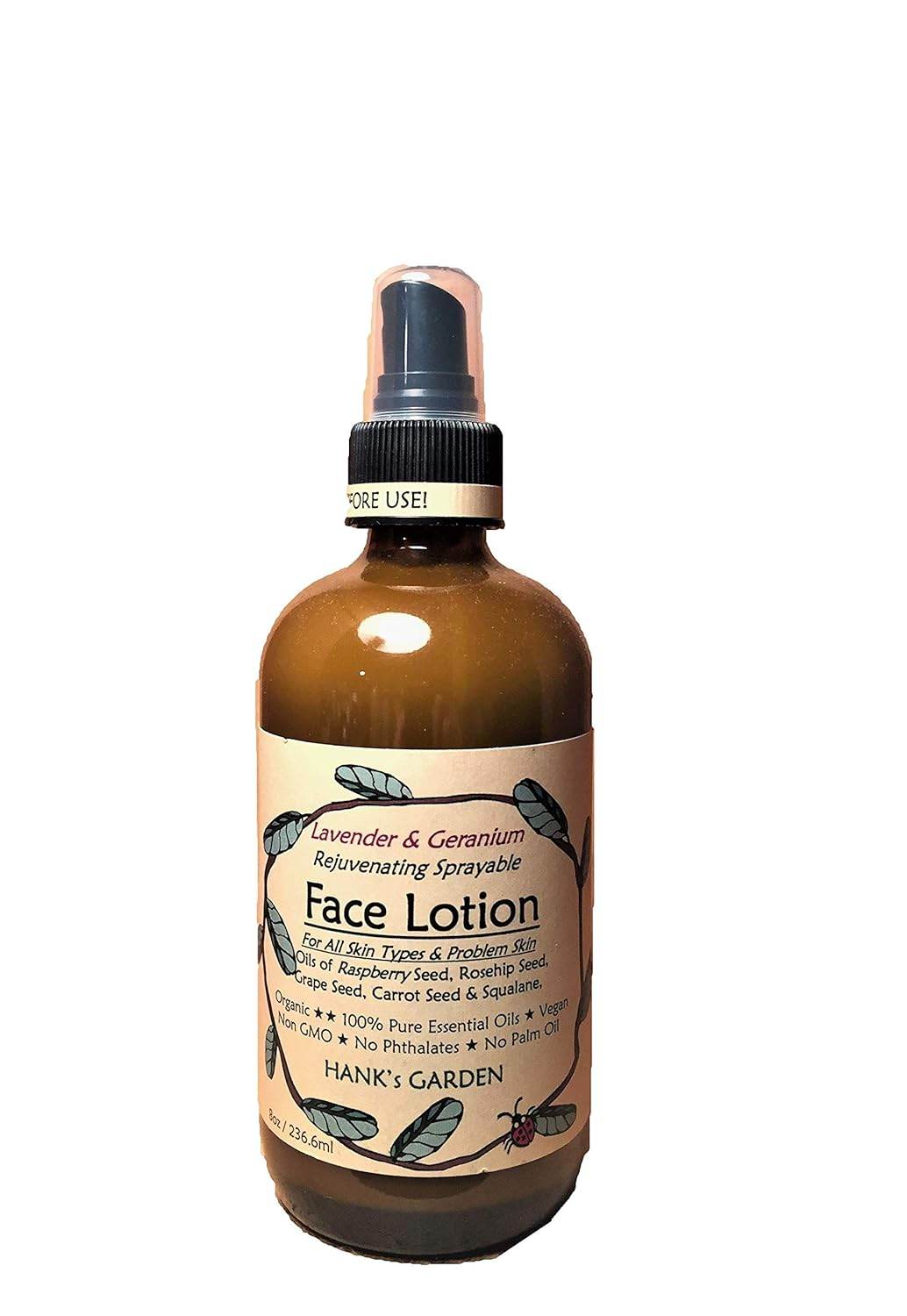 FACE LOTION SPRAY - All Skin & Problem Skin - REJUVENATING - Lavender & Geranium Essential Oils - Organic - Biodegradable - Vegan - Gluten Free - Non GMO - Cruelty Free (2 oz / 59.2 ml Refill) - Concordia Style Boutique