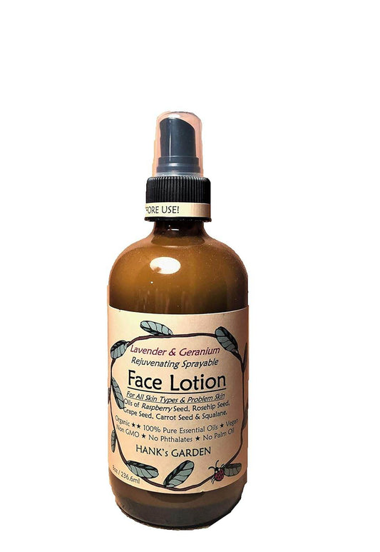 FACE LOTION SPRAY - All Skin & Problem Skin - REJUVENATING - Lavender & Geranium Essential Oils - Organic - Biodegradable - Vegan - Gluten Free - Non GMO - Cruelty Free (2 oz / 59.2 ml Refill) - Concordia Style Boutique