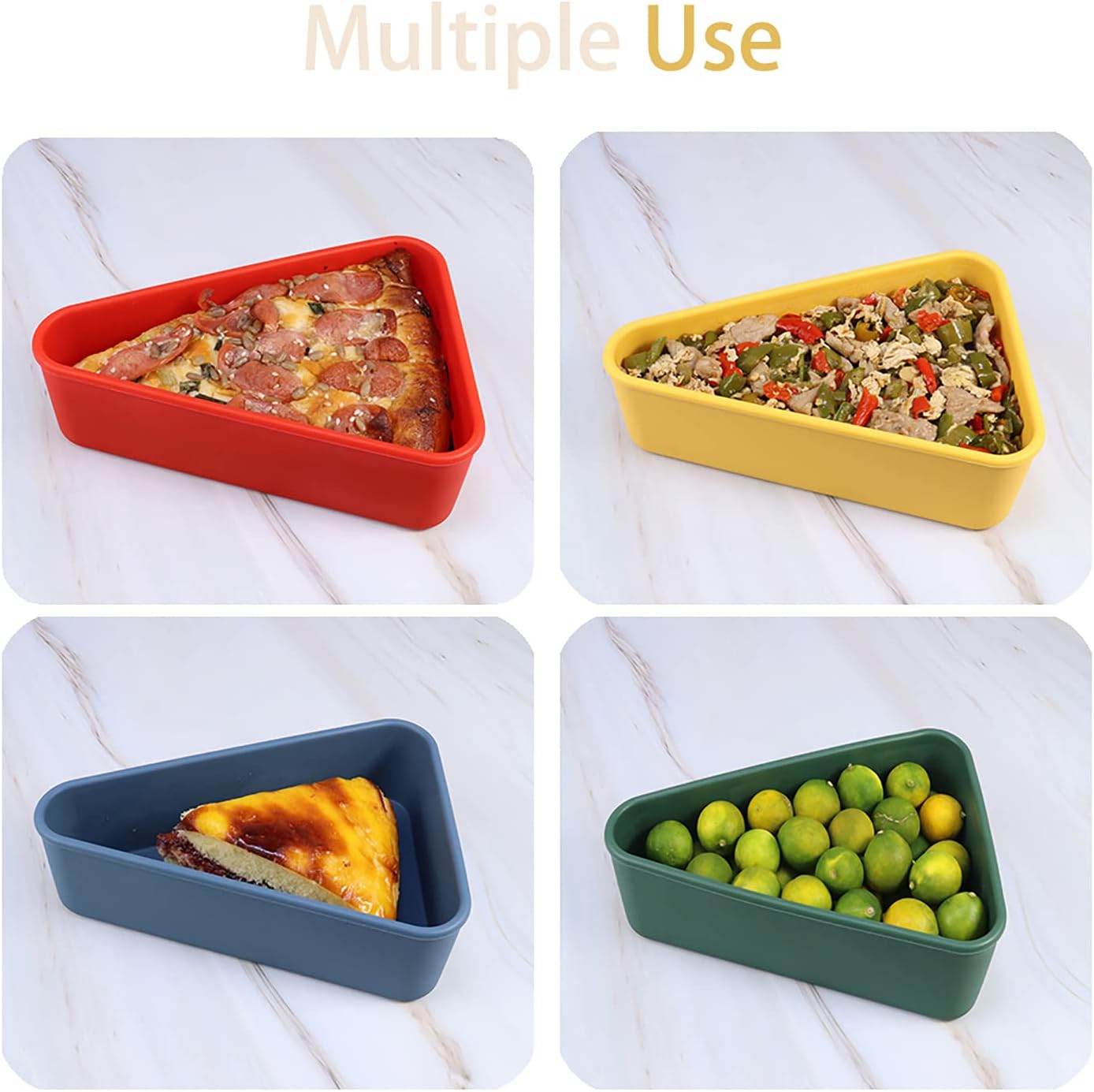 Pizza Leftover Storage Container with 2 Pizza Trays,Reusable Pizza Silicone Container,Silicone Food Container Lunch Box Withstand Temperature in -40~200℃ (Yellow & white, 7.5inch) - Concordia Style Boutique