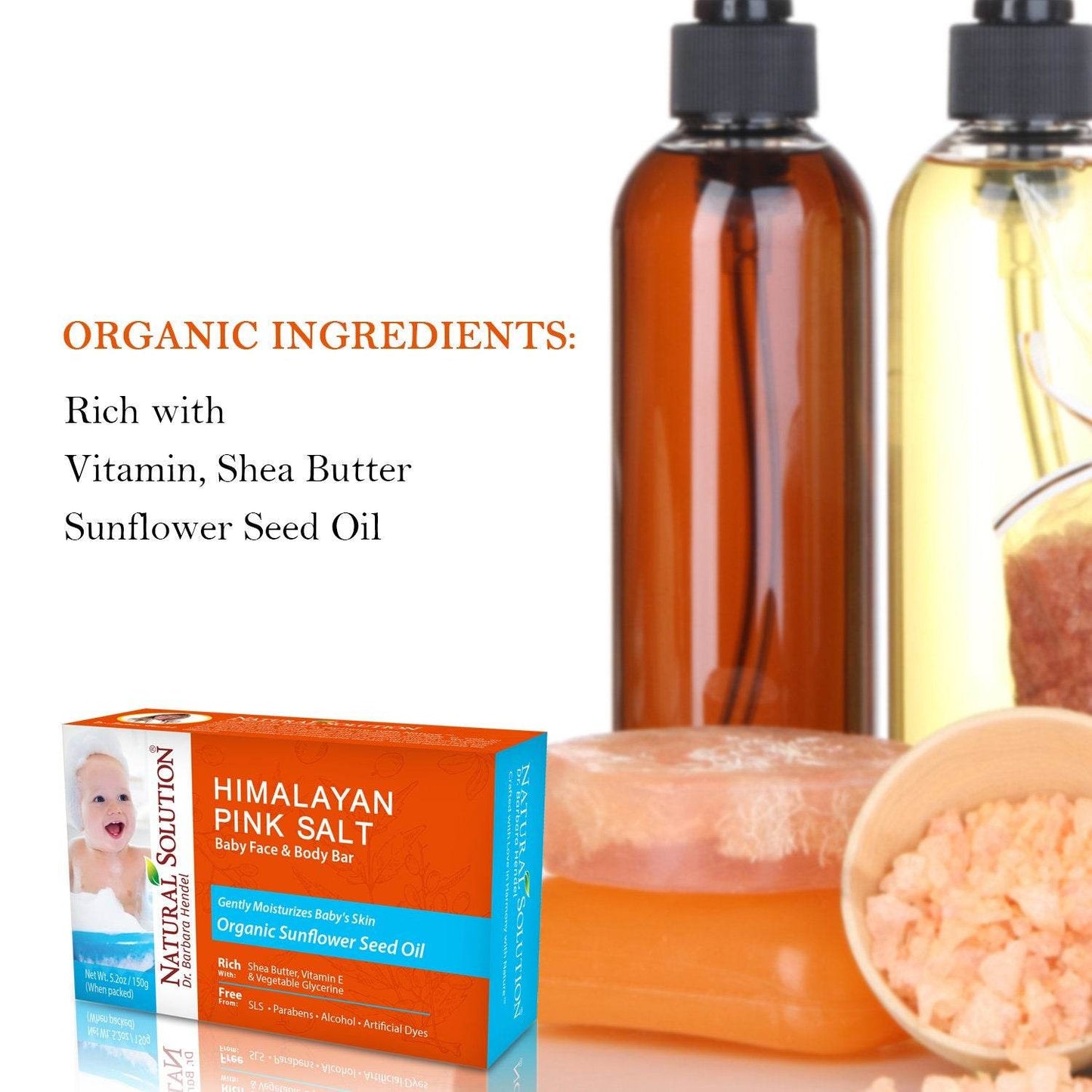 Natural Solution Pink Salt Body & Face Bar, Moisturizing and Nourishing Soap Bar with Organic Shea Butter - 150 g - Concordia Style Boutique