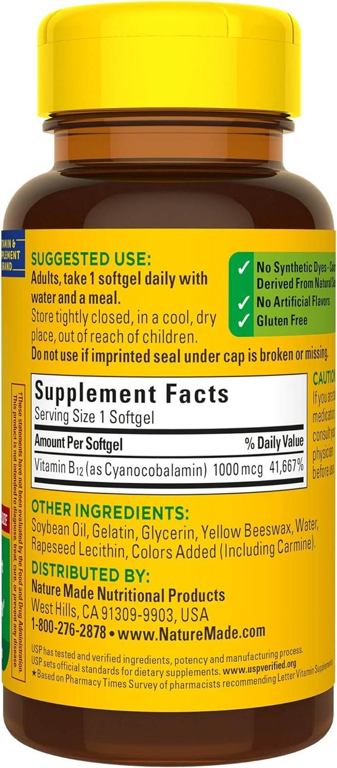 Nature Made Vitamin B12 1000 mcg, Dietary Supplement for Energy Metabolism Support, 150 Softgels, 150 Day Supply - Concordia Style Boutique