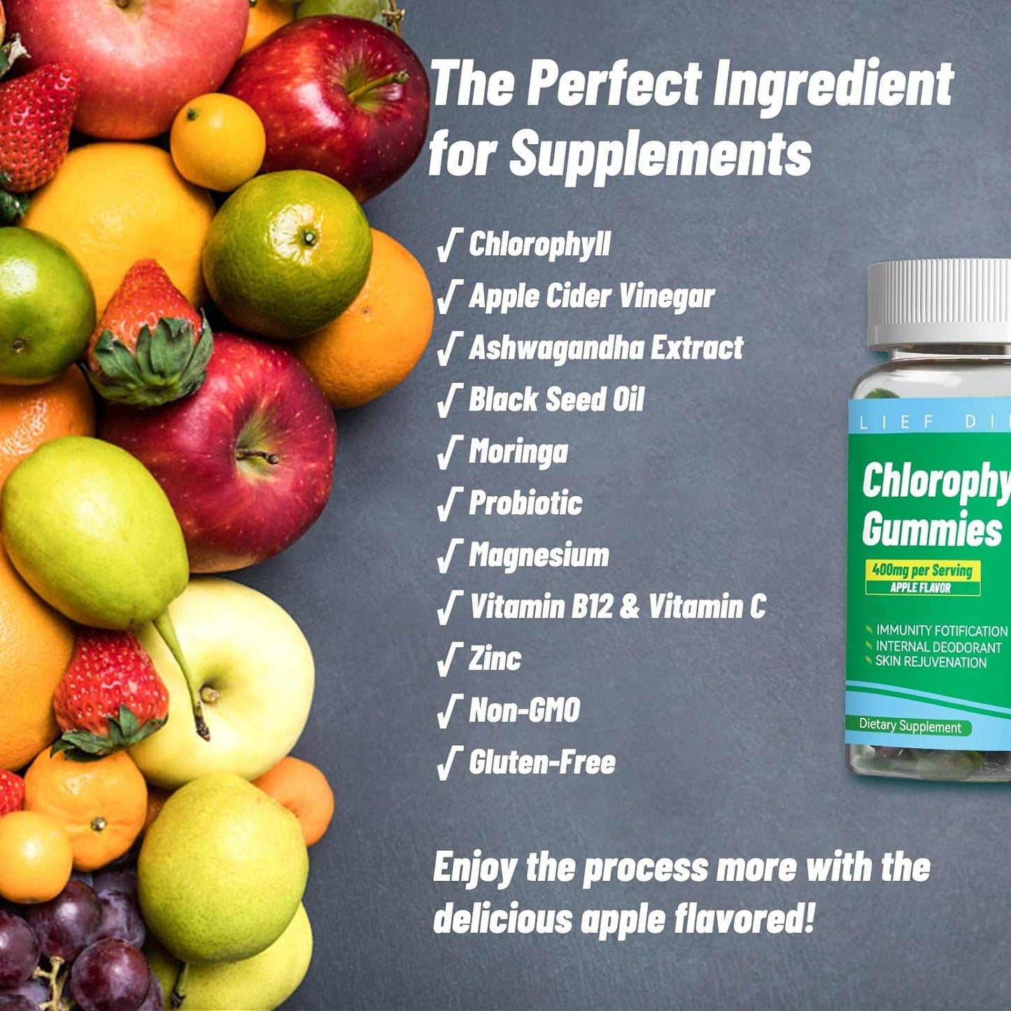 Chlorophyll Gummies with Apple Cider Vinegar Ashwagandha Vitamins Magnesium Gummies, Vegan Chlorophyll - 60 Count - Concordia Style Boutique