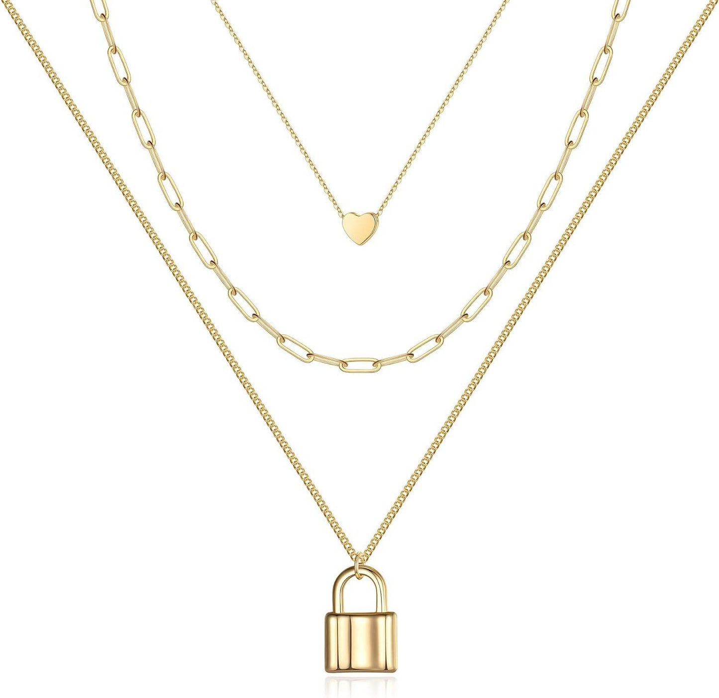 Turandoss Dainty Layered Choker Necklace, Handmade 14K Gold Plated Y Pendant Necklace Multilayer Bar Disc Necklace Adjustable Layering Choker Necklaces for Women - Concordia Style Boutique