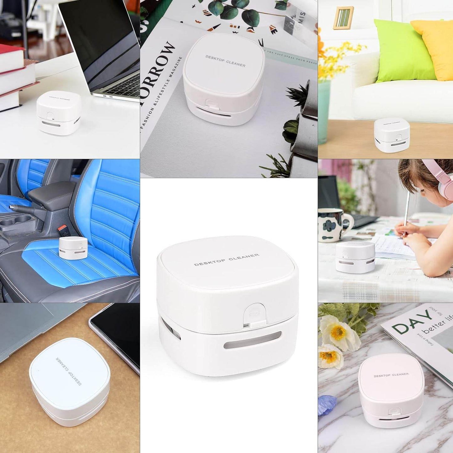 Portable Mini Vacuum Cleaner-Desktop Vacuum Cleaner-Crumb Vacuum/Desk Vacuum Cleaner Mini Handheld Table dust Sweeper 360º Rotatable Design for Keyboard/Can Suck up Crumbs(White) - Concordia Style Boutique