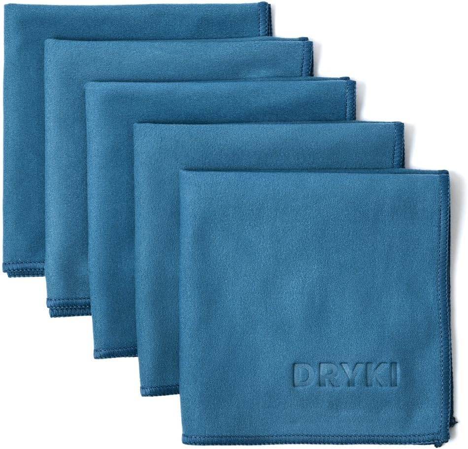 DRYKI - Sweat Absorbing Handkerchiefs - The Original Sport Microfiber Hankies for Wicking Sweat from Hands, Face, Body (Classic Black, 5 Pack) - Concordia Style Boutique