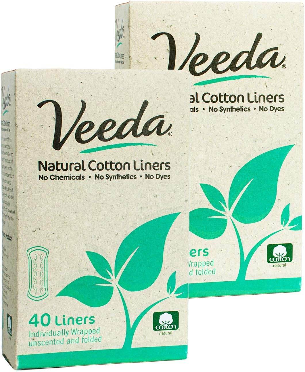 Veeda Ultra Thin Natural Cotton Breathable Daily Liners are Always Chlorine and Toxin Free, Hypoallergenic, 40 Count - Concordia Style Boutique