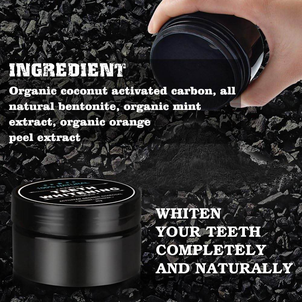 Teeth Whitening Charcoal Powder + Bamboo Brush Oral Care Set, WUBLSYAN Natural Activated Charcoal Teeth Whitener Powder, No Hurt on Enamel or Gum - Concordia Style Boutique