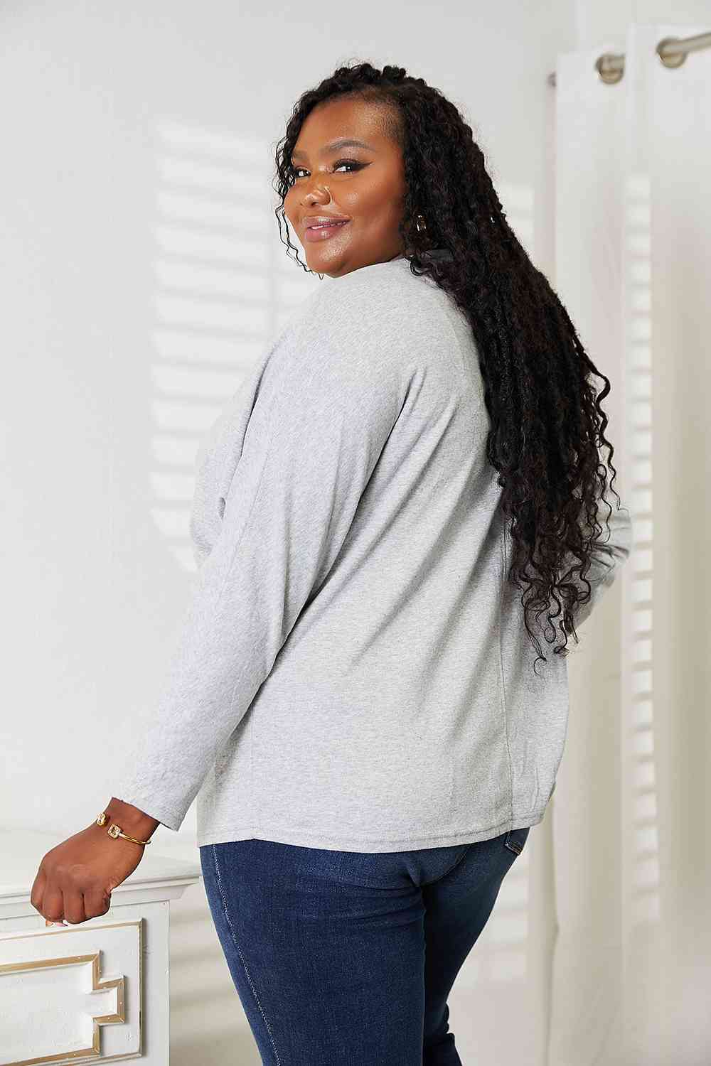 Double Take Seam Detail Round Neck Long Sleeve Top - Concordia Style Boutique