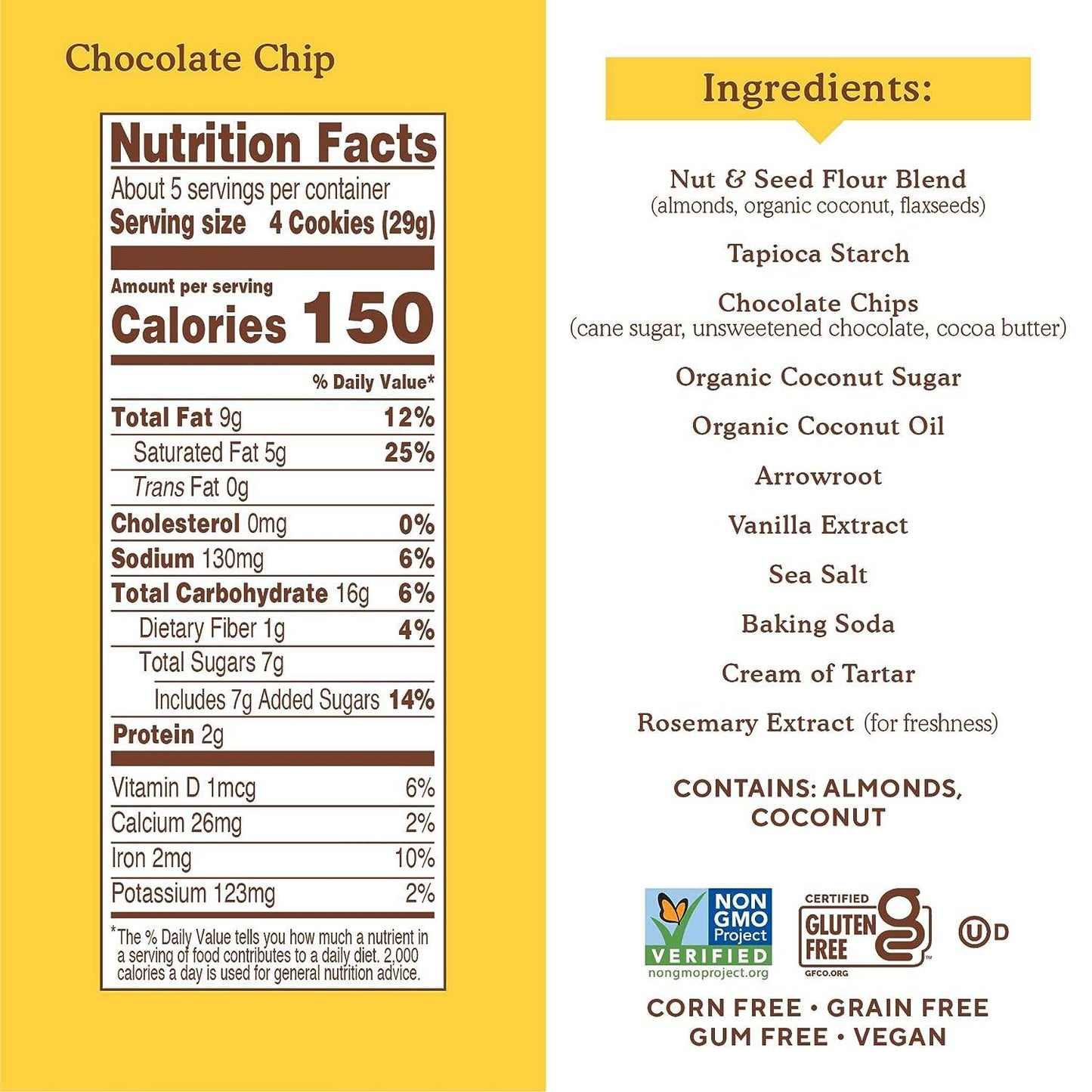 Simple Mills Almond Flour Crunchy Cookies, Chocolate Chip - Gluten Free, Vegan, Healthy Snacks, Made with Organic Coconut Oil, 5.5 Ounce (Pack of 1) - Concordia Style Boutique
