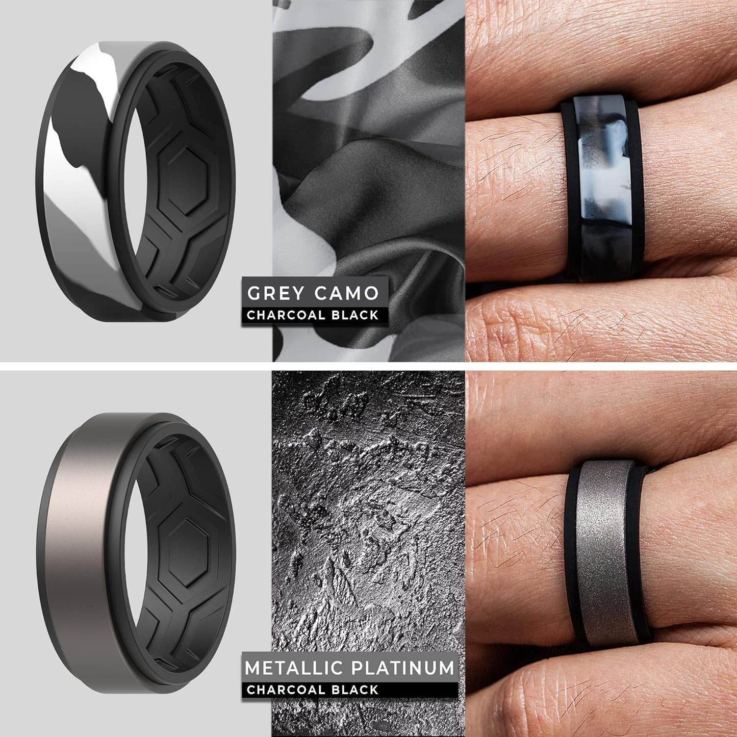 ThunderFit Silicone Wedding Rings for Men, Breathable Step Edge 2 Layer - 10 mm Width - 2.3 mm Thick - Concordia Style Boutique