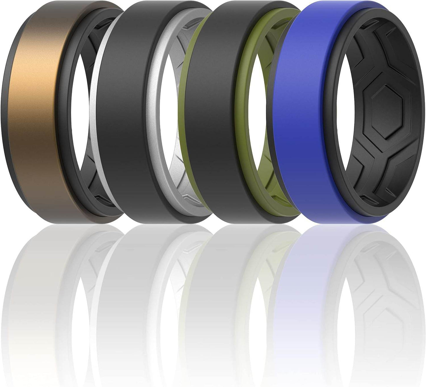 ThunderFit Silicone Wedding Rings for Men, Breathable Step Edge 2 Layer - 10 mm Width - 2.3 mm Thick - Concordia Style Boutique