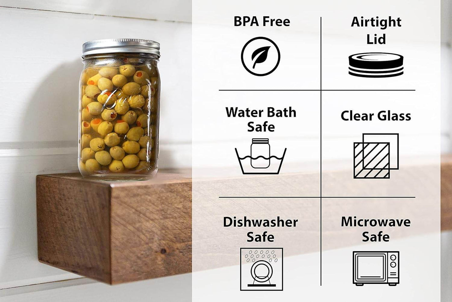 Regular Mouth Mason Jars 16 oz. (12 Pack) - Pint Size Jars with Airtight Lids and Bands for Canning, Fermenting, Pickling, Meal Prep, or DIY Decors and Projects Bundled with Jar Opener - Concordia Style Boutique