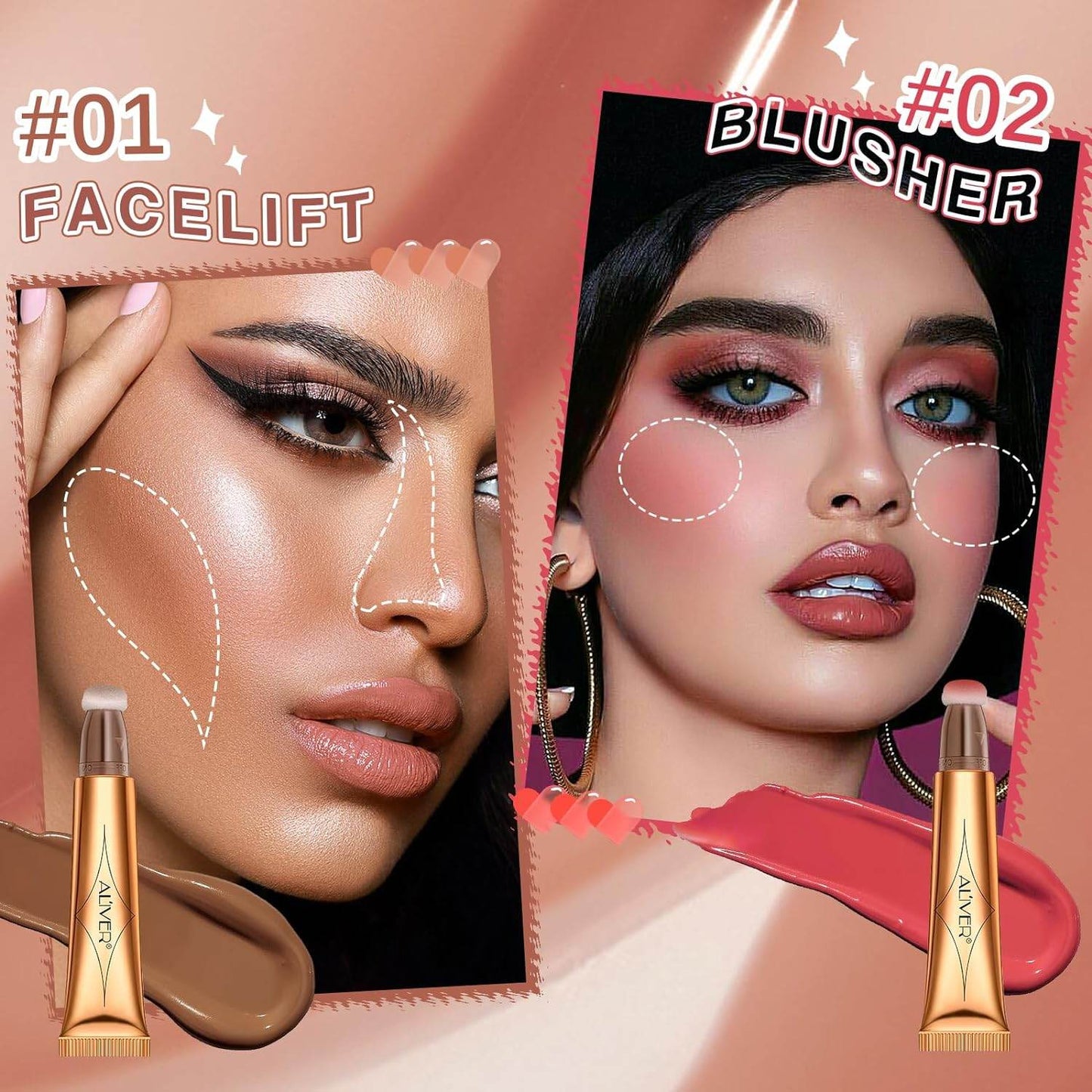 2 Pack Liquid Contour Beauty Wand, Liquid Face Concealer + Hydrating Liquid Blush Pen with Cushion Applicator Attached Easy to Blend, Long Lasting & Smooth Natural Matte Finish Makeup Pencil - Concordia Style Boutique