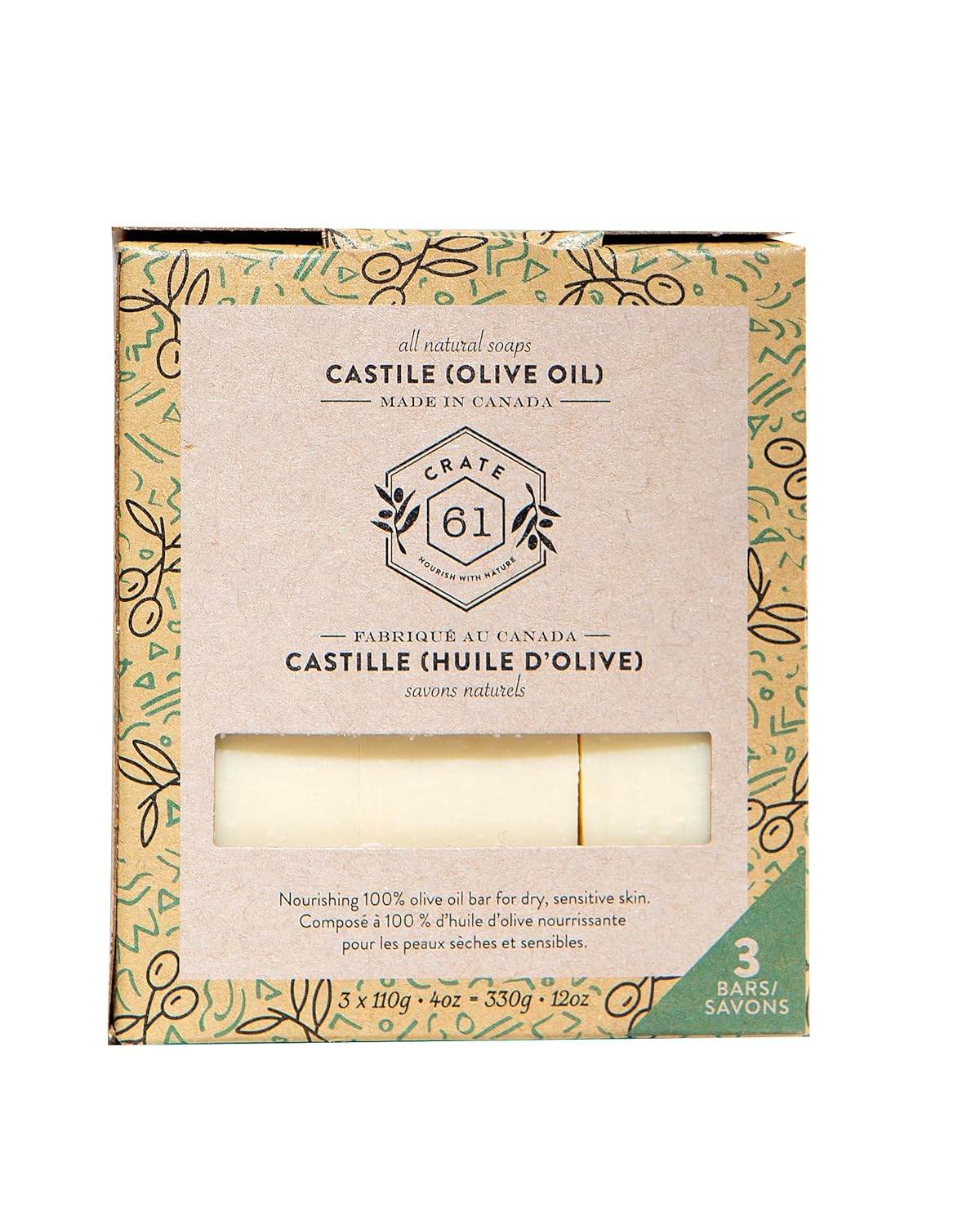 Crate 61, Handmade Vegan Natural Bar Soap - Cold Pressed For Face And Body, With Premium Essential Oils, Eucalyptus & Peppermint For Men And Women 3 Pack (Eucamint) - Concordia Style Boutique