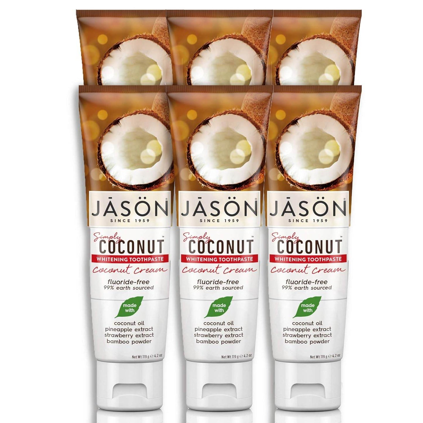 Jason Simply Coconut Whitening Fluoride-Free Toothpaste, Coconut Cream, 4.2 Oz - Concordia Style Boutique