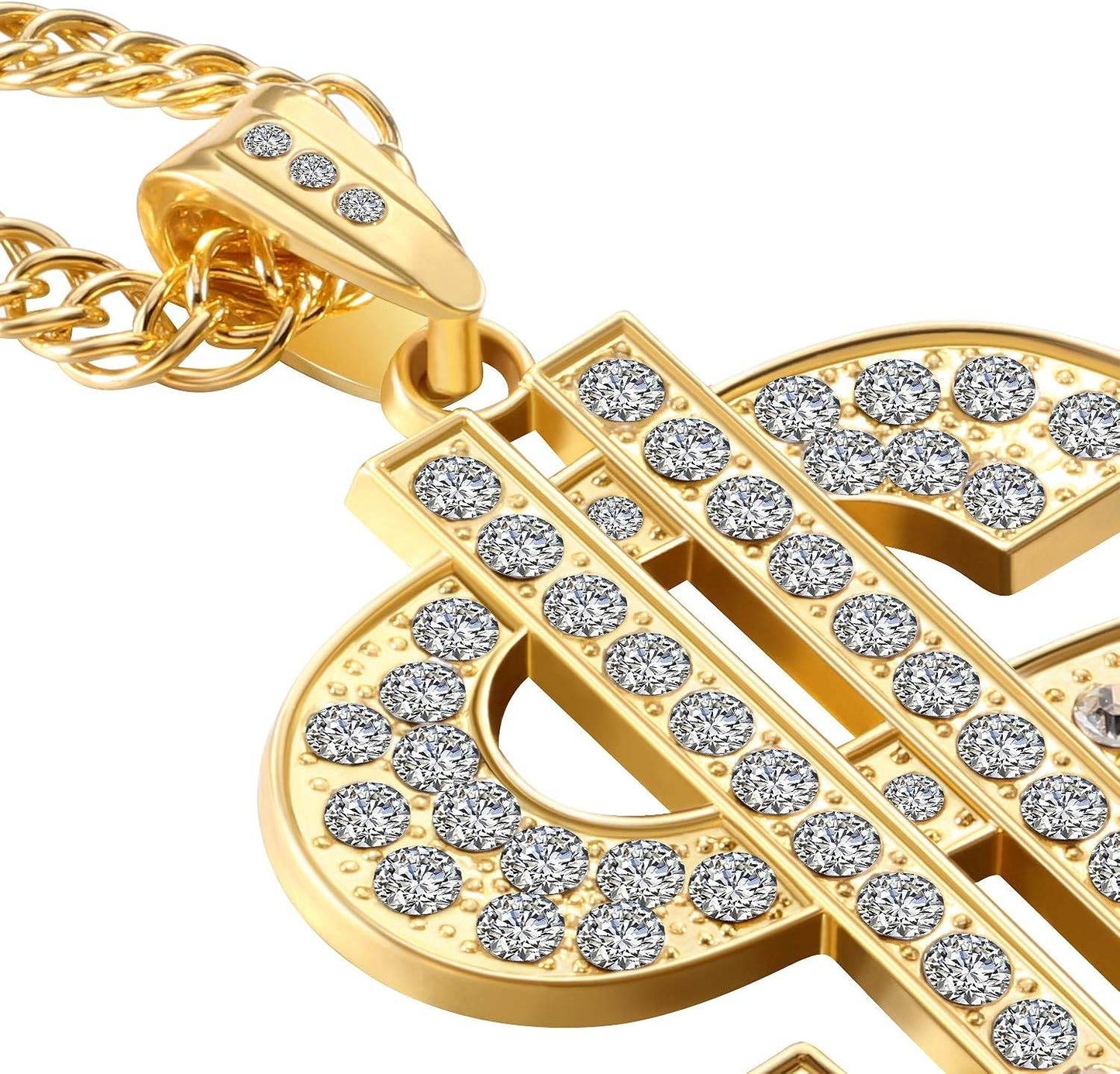 Tatuo 2 Pieces Plated Chain for Men with Dollar Sign Pendant Necklace, Hip Hop Dollar Necklace - Concordia Style Boutique