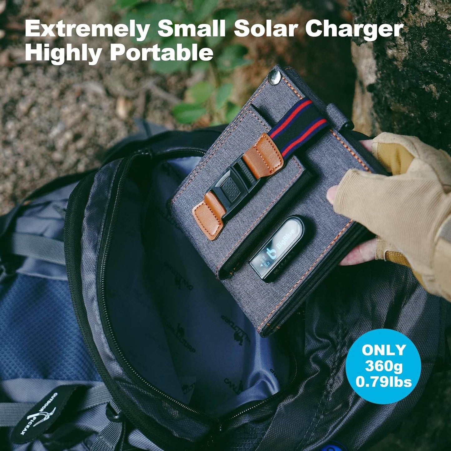 Tiny Solar Charger - BigBlue -14W - SunPower Solar Panels with USB-A Port (5V/2.4A Max), IPX4 Waterproof, Portable Solar Phone Charger - Compatible with iPhone X/8/7, Tablet, Samsung, LG, etc - Concordia Style Boutique