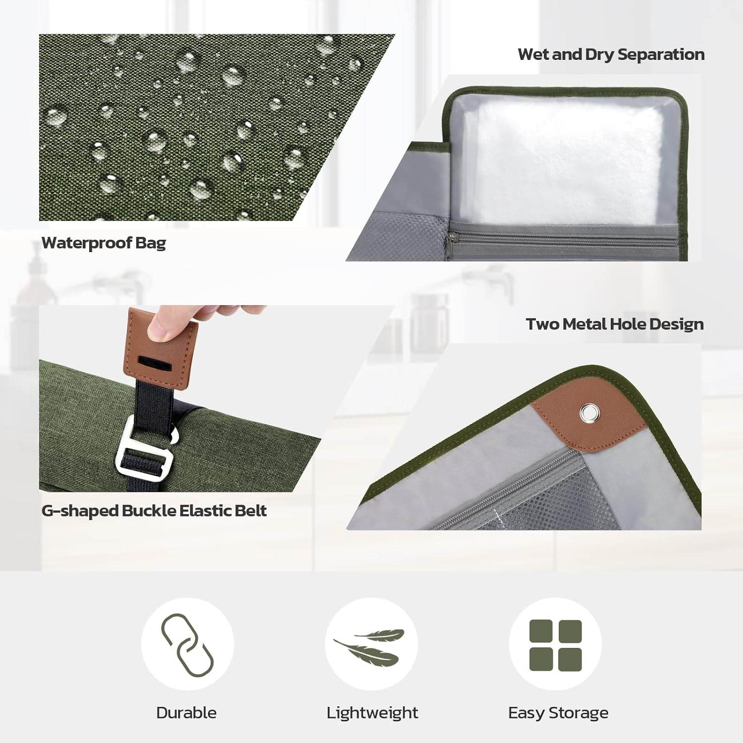 Toiletry Bag - Water-Resistant - Compact Bathroom Roll Organizer for Hygiene, Shaving kit - Concordia Style Boutique