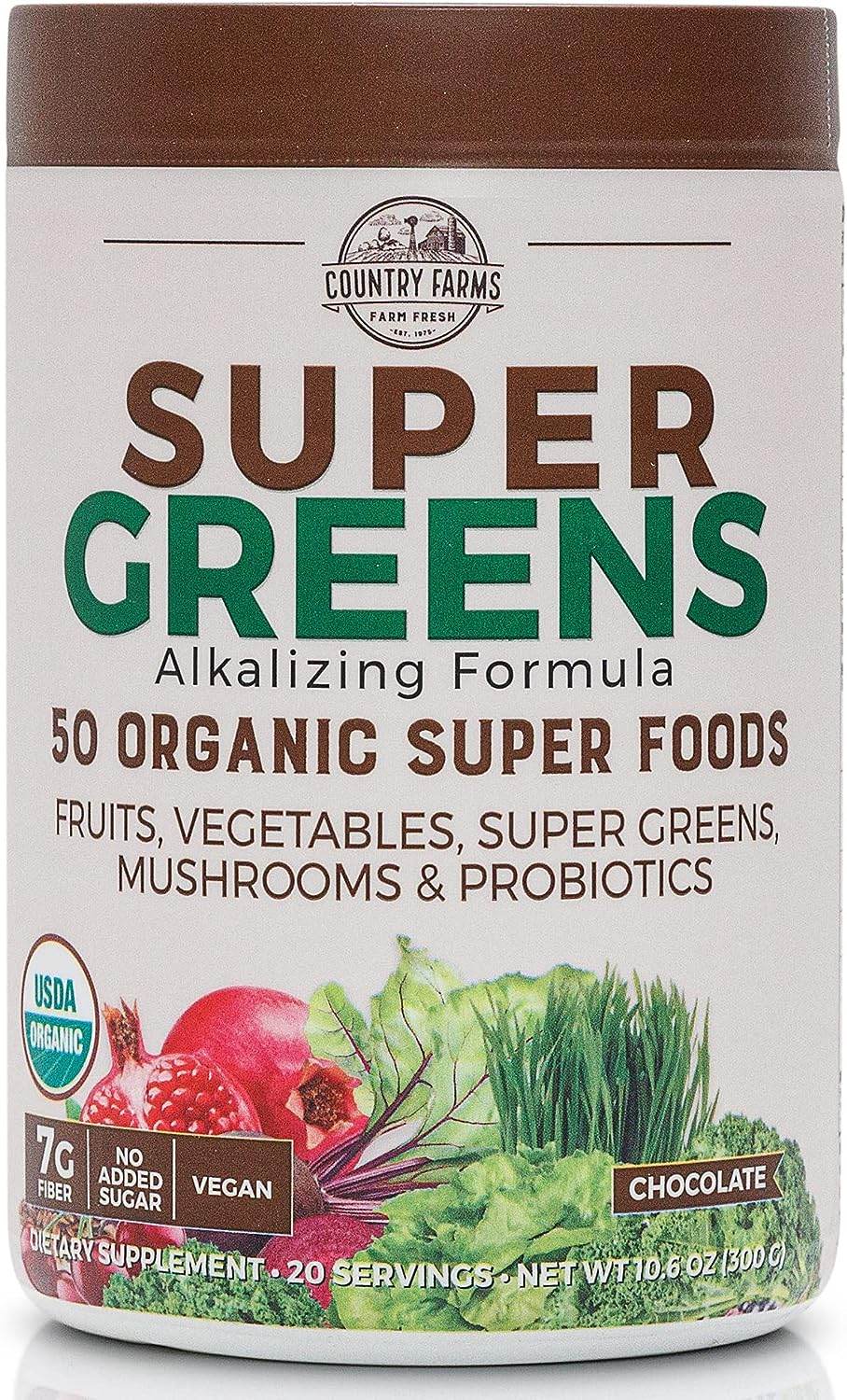 Super Greens Natural Flavor, 50 Organic Super Foods, USDA Organic Drink Mix, Mushrooms & Probiotics, Supports Energy, 20 Servings, 10.6 Oz - Concordia Style Boutique