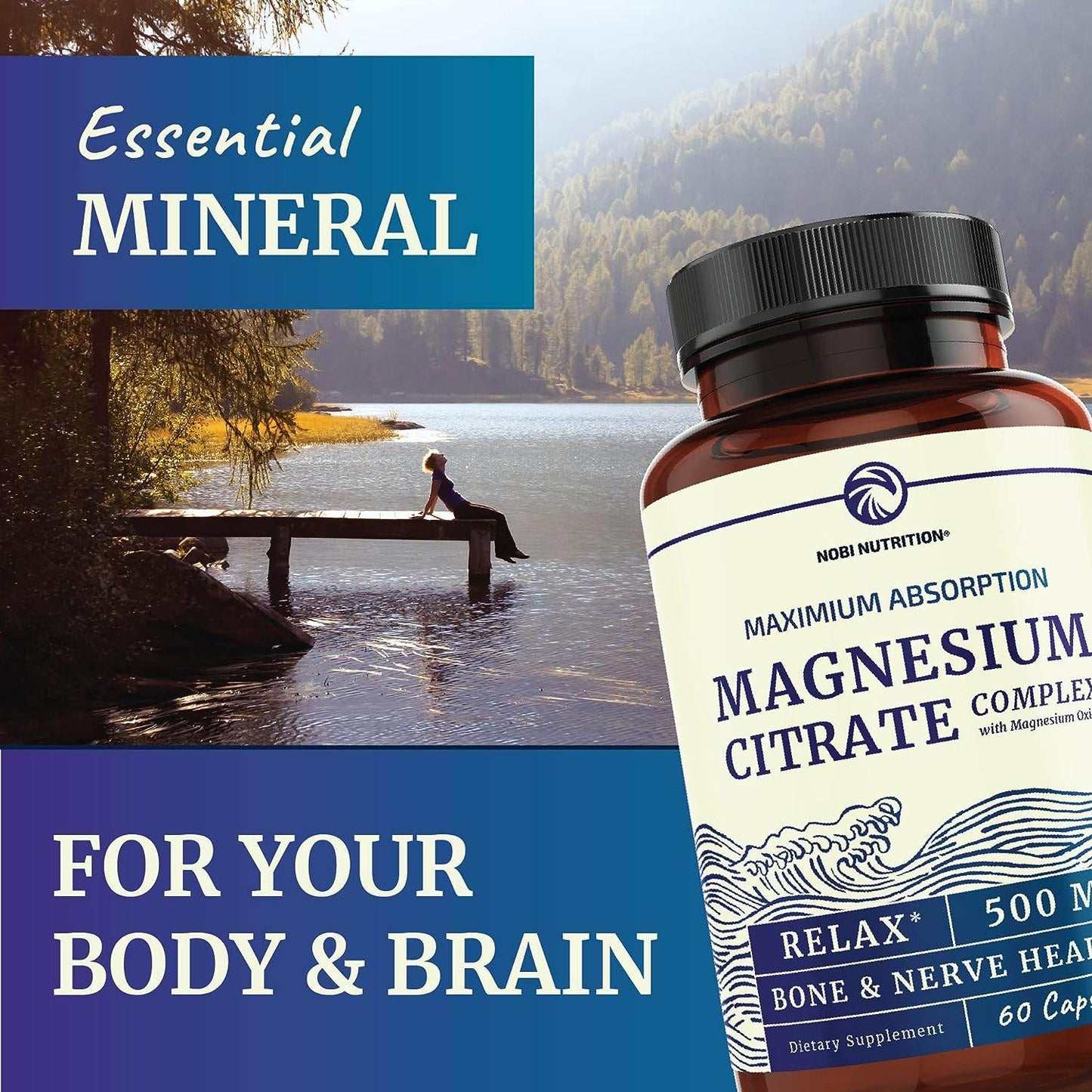Magnesium Citrate Complex | 500 MG | Constipation Support | High Absorption Formula | Calm, Relaxation & Digestion Support Supplement with Elemental Magnesium Oxide | Gluten-Free, Soy-Free 60 Capsules - Concordia Style Boutique
