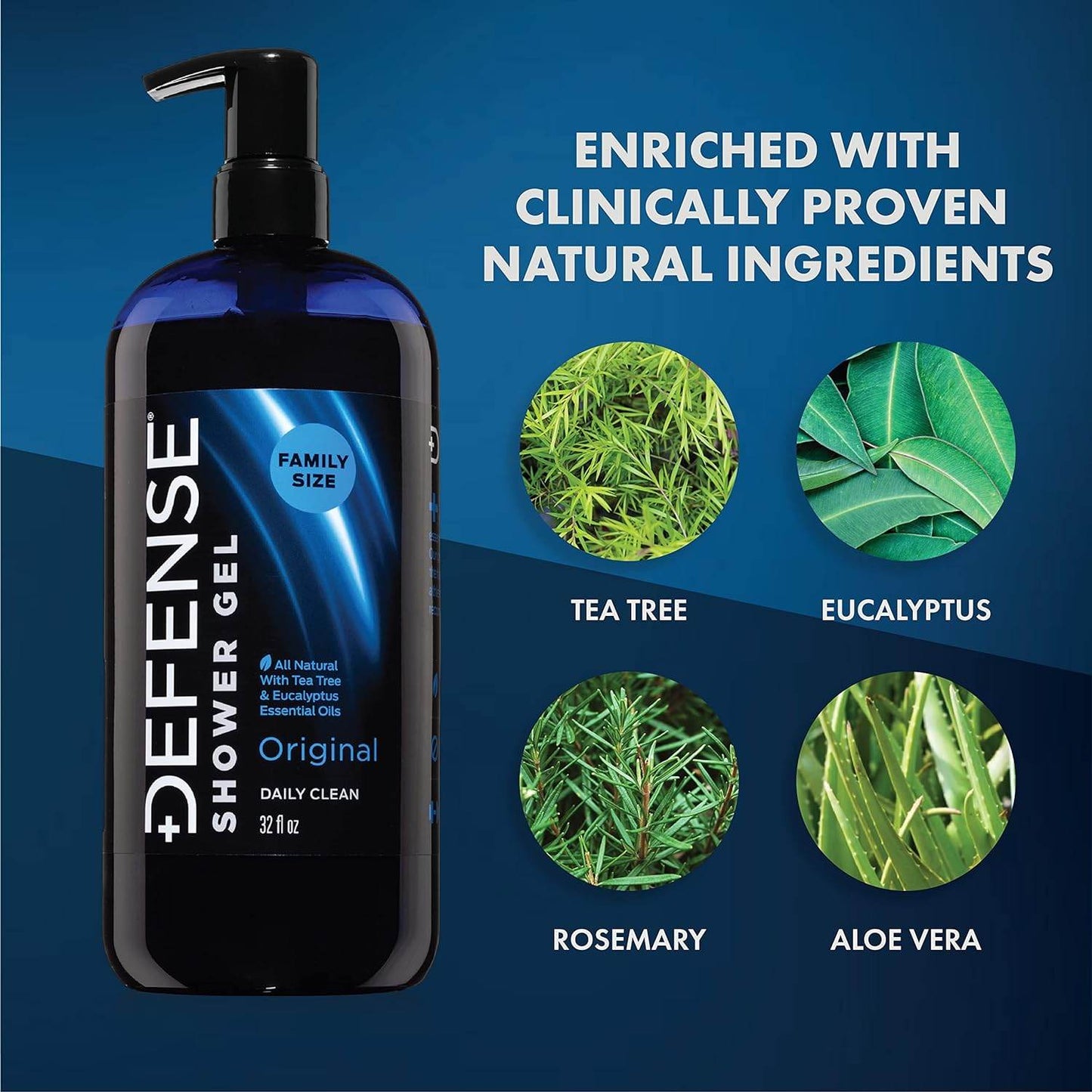 Defense Soap Organic Tea Tree Body Wash | All Natural Shower Gel with Tea Tree Oil, Eucalyptus Oil, and Aloe Vera. Wrestling Inspired, For All Mens & Womens Skin Types. 32 oz - Concordia Style Boutique