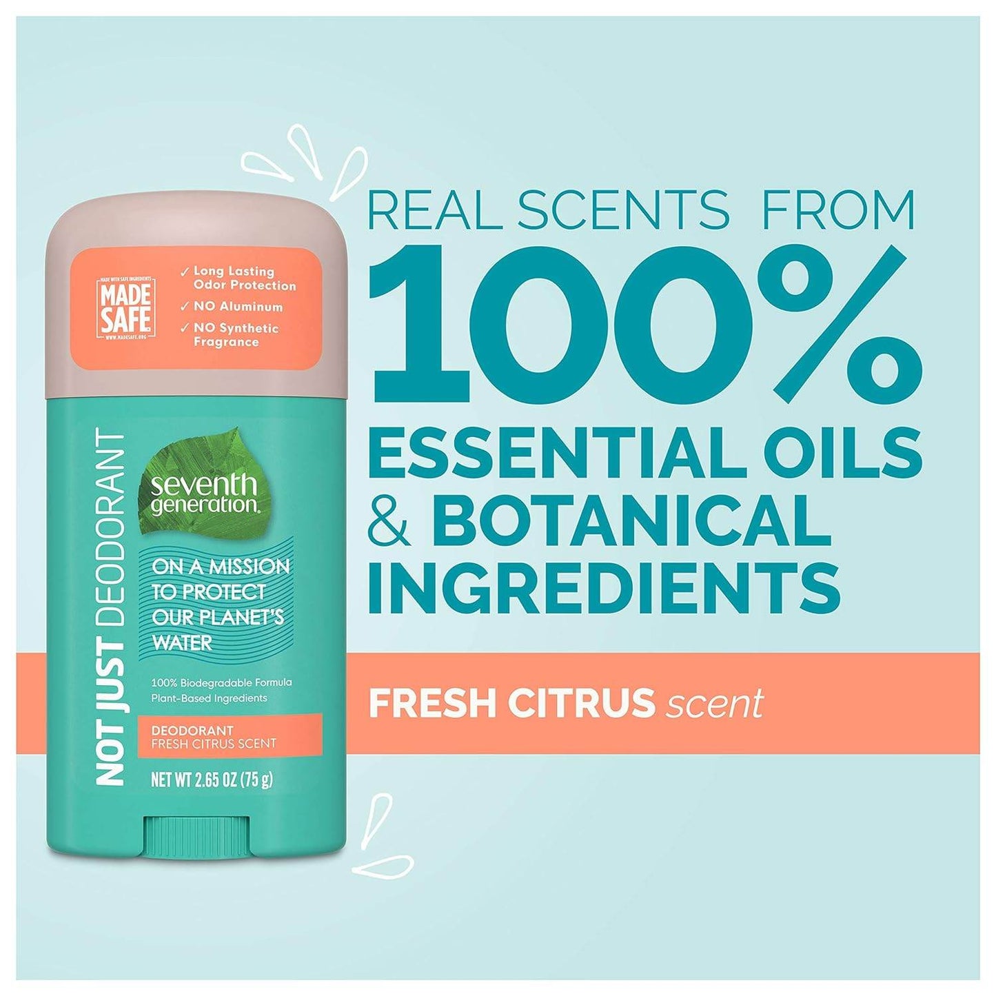 Seventh Generation Aluminum-Free Deodorant Fresh Citrus Scent Biodegradable Formula 2.65 oz - Concordia Style Boutique